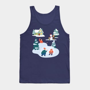 Children playing snowball outside Tank Top